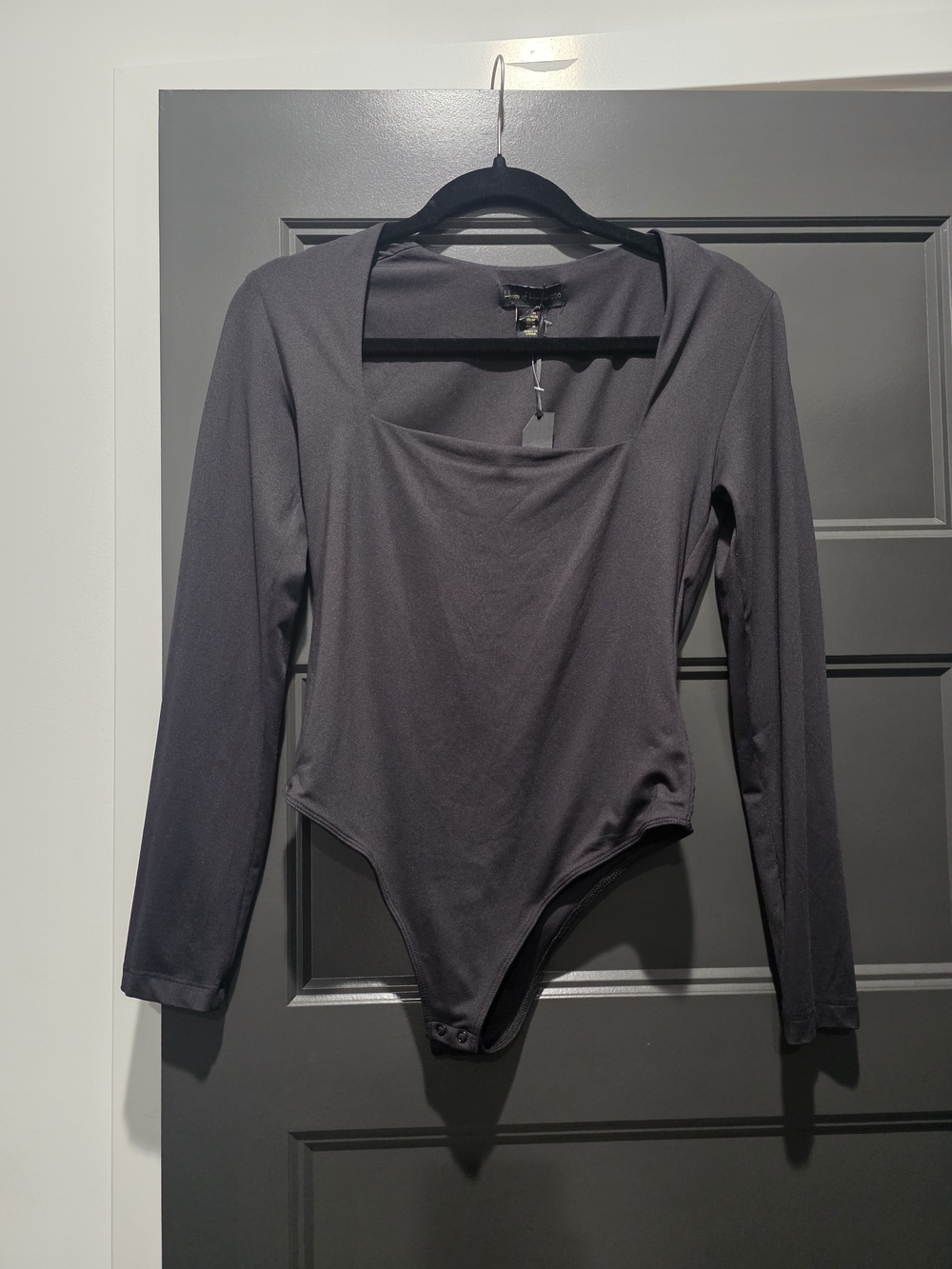 House of Harlow 1960 Black Square Neck Long Sleeve Bodysuit